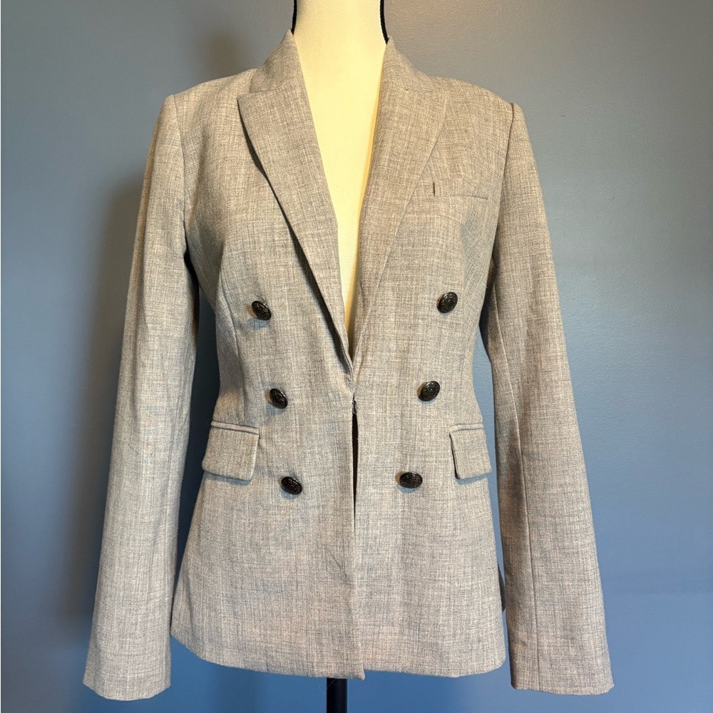 Banana Republic Light Gray Double-Breasted Blazer Size 2